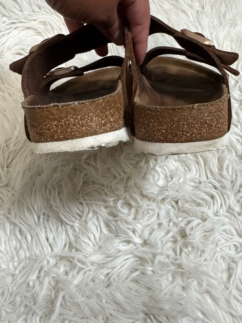 Birkenstock Metallic Rose Gold Double Buckle Sandals size 38 EU 7/7.5 US womens
